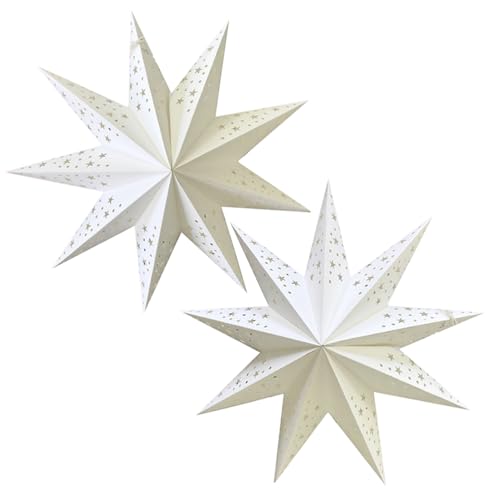 BESPORTBLE 2 Stück Papiersterne Zum Aufhängen Weihnachten - 45cm Faltstern Weihnachtsstern 3D Lampenschirm für Fensterdeko, Hochzeit, Geburtstag, Party - Weihnachtsdekoration Innen & Draußen