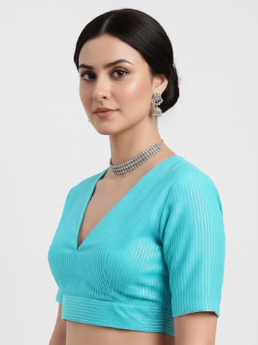 Image of Thevasa Women's Everyday Divine Depth V Neck Half Sleeves Blouse