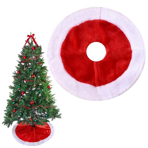 YUYWWAN - Housse de base pour sapin de Noël, petit arbre de Noël, 38 cm, couvre-pied, sapin de Noël, petit tapis rond, pour mini arbres de Noël, décoration (rouge-blanc-A)