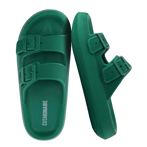 Image of CUSHIONAIRE Fame Pillow Recovery Sandals for Women, Adjustable Double Buckle Waterproof EVA Cloud Slides for Women