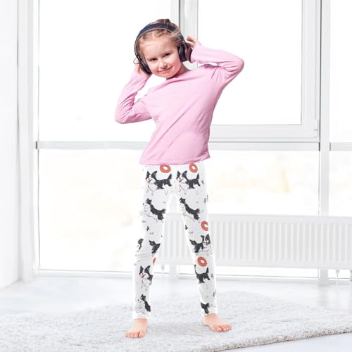 ALAZA Girls' Leggings Children's Yoga Pants Skinny Printed Dance Dog Border Collie Comfortable 4T3