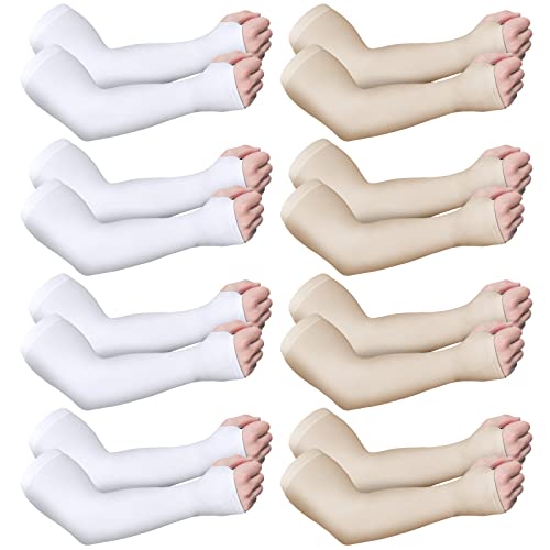 Eurzom 8 Pairs Elderly Skin Protector Sleeves Thin Skin Arm Sleeve Bruise Protective from Abrasions Tear Sun Exposure