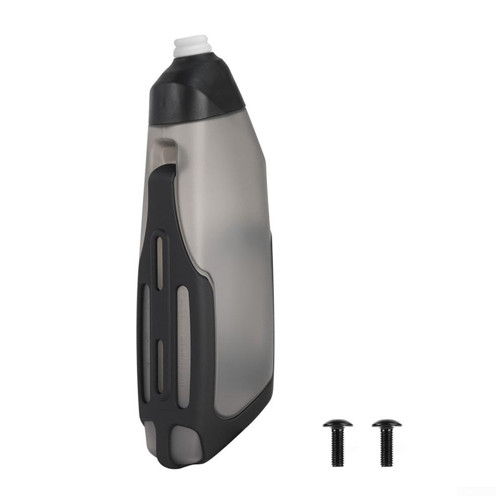 Botella de agua aerodinámica para bicicleta de 600 ml con jaula de fibra de carbono para marcos de ciclismo, color gris, juego de petaca deportiva y soporte (1 unidad)