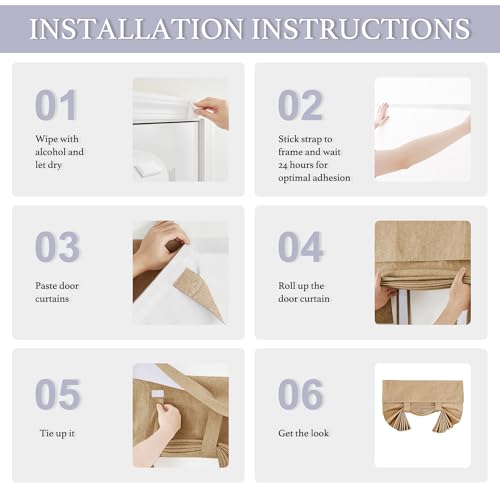 Image of RYB HOME 100% Blackout Curtains for Small Window, Linen Textured Blend Insulating Privacy French Door Curtains Tie Up Shades for Kitchen Storage Cabinet Basement, W 12 x L 40, Camel, 1 Panel