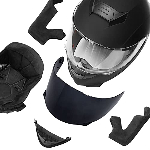 Ilm Full Face Motorcycle Helmet For Motocross Street Bike Dot Certified 2 Visors Model-317(Matte Black, L) #TOP7