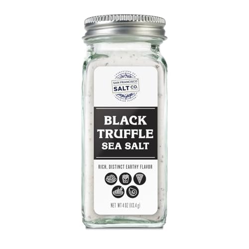 Italian Black Truffle Sea Salt 4 oz. Glass Shaker by San Francisco Salt Company
