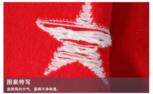 Men Winter Star Printed Sweater Thick Warm Mens Pullovers Casual Loose Jumper Beige 24505 3XL4