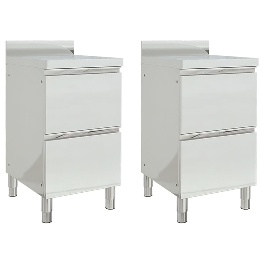 Armadi da cucina commerciali in acciaio inox con 2 cassetti, 2 pezzi, 50 x 60 x 96 cm, per gastronomia, ristoranti, ristoranti, hotel, attrezzature professionali