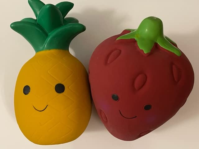 Latex Fruit Dog Toys (Pack of 2) - Pineapple/Strawberry