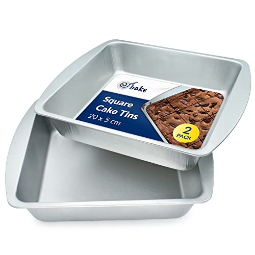 Ebake 20cm Backformen Set Quadratisch für Kuchen, Backen und Kochen, Diese rechteckige Backformen haben eine Antihaftbeschichtung, Robustes Backform-Design (2er-Set) Cover