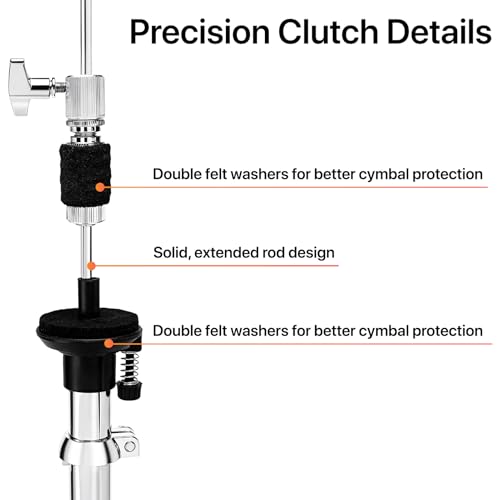 Image of 25mm Heavy Duty Hi Hat Stand, Double Braced 3-Leg Foldable Portable High Hat Stand, Thicker 25mm Tube for Pro Drummers, Adjustable Height Smooth Action Pedal for Crash Ride Splash Cymbals