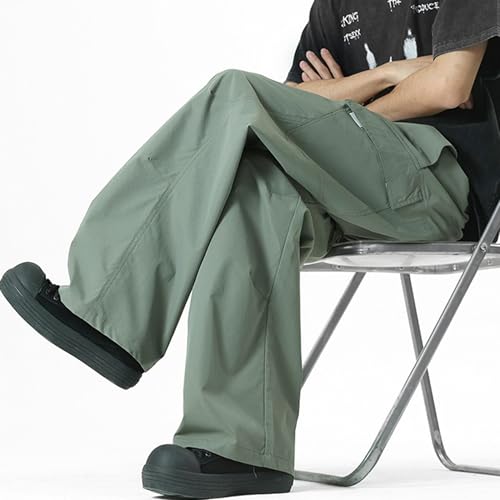 XYXIONGMAO Men's Black Streetwear Loose Multi-Pocket Hip Hop Casual Techwear Cargo Pants Joggers Sweatpants Pleated Overalls 5