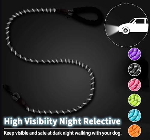 Image of COOYOO Dog Leash 6 FT Heavy Duty - Comfortable Padded Handle - 1 /2 inch Reflective Dog Leash for Medium Large Dogs with Poo Bag Dispenser