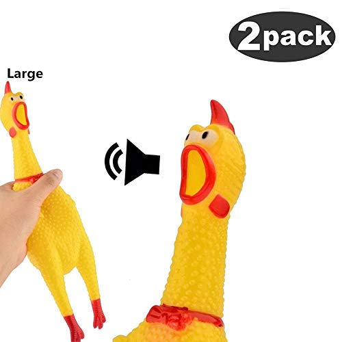 2 Pack Large Screaming Chicken Toy Rubber Squawking Chicken 12 inch