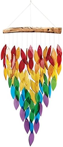 WSSBK Rainbow Fall Leaf Wind Chime Dream Catcher Floating Wood Hanging Outdoor Teak Dreamcatcher Nordic Ornament Bedroom Garden Decor