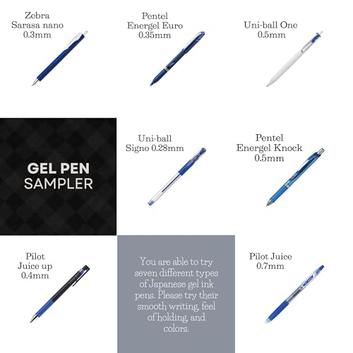 Set de 7 bolígrafos japoneses con tinta azul gel miniatura 2