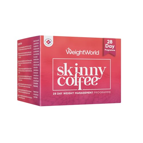 Skinny Coffee | 28 Day Weight Management Programme | 5g x 28 Vegan & Non-GMO Sachets | Green Tea with Arabica Coffee Beans, Green Coffee & L-Carnitine | Low Carb, Low-Fat & Instant Coffee