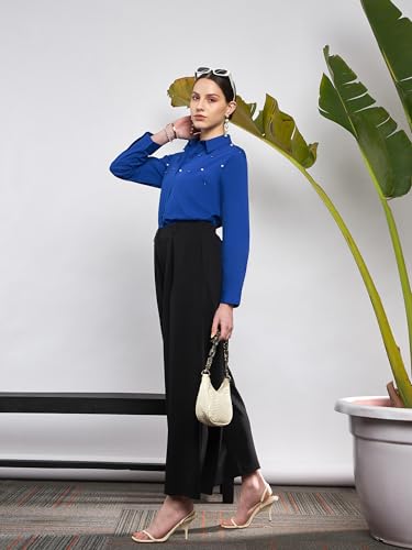 Image of sassafras Women's Relaxed Wide-Leg Pants - Modern Chic, Comfortable Everyday Outfit for Women
