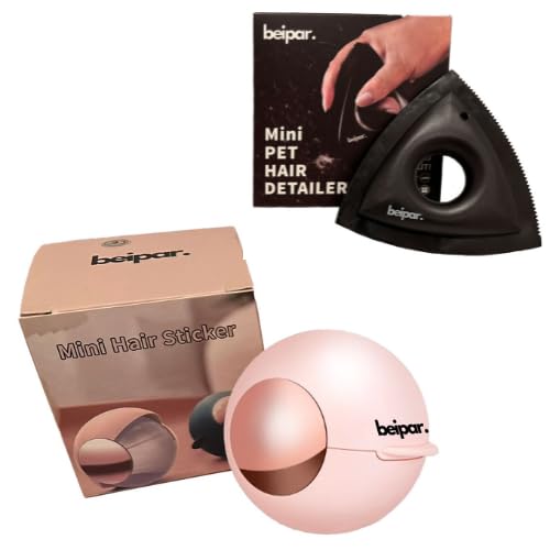 beipar. Rodillo Bola Quita pelos Mascotas, Pelusas, Reutilizable, Eco, para Ropa y Viaje (Rosa) + Mini tríángulo Cepillo removedor pelos Perros, Gatos, de Alfombrillas Coche, hogar [Pack 2 Piezas]