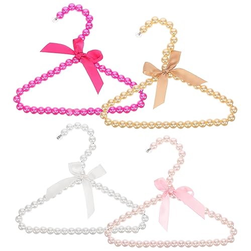 CORHAD 4pcs Pearl Hanger for Pets Stylish Clothes Drying Rack with Bow Design Versatile Hangers and Imitation for Newborns and Dogs