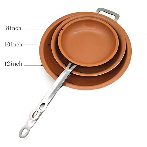 Non-Stick Copper Frying Pan With Ceramic Coating And Induction Cooking,Oven & Dishwasher Safe 10 Inch 2.5Mm Lid #TOP5