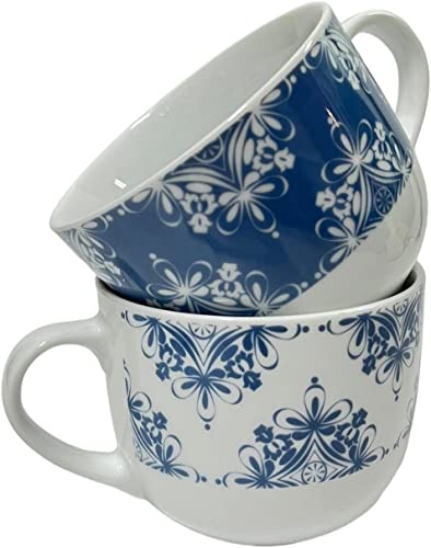 2 Stück Keramik-Frühstücksschüsseln, 500 ml, Suppenschüsseln, große Kaffeetasse, Mikrowellen- und spülmaschinengeeignet, für Dessert, Salat, Milch Cover