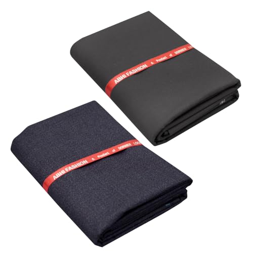 Image of Abhi Fashion Men's Cotton Feel Blend Formal Unstitched Combo Trouser Fabric For Men (Pack Of 2)