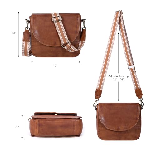 Image of Genuine Leather Shoulder Crossbody Purse For Women with Adjustable Strap, Mobile Pocket & Outside & Inside Zipper