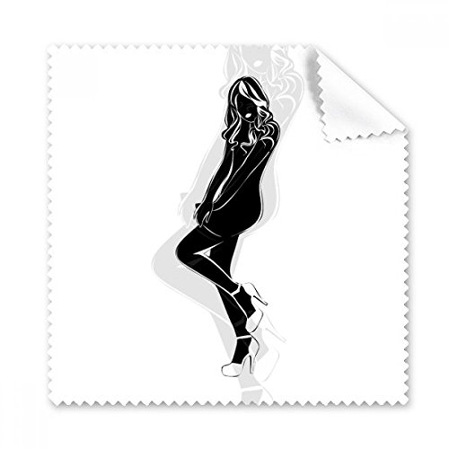Chiffon de nettoyage lunettes silhouette femme cheveux longs, cadeau utile pour écran 5pcs
