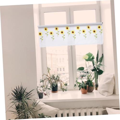 Cortina para cocina y salón SHINEOFI con visillo de girasoles semitransparente 6