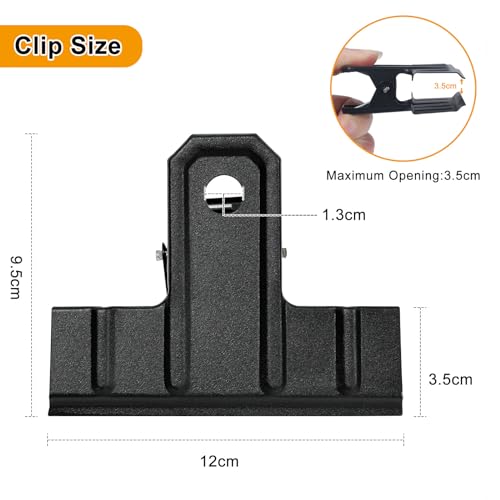 POERMA Large Bulldog Clips 8 Pack, 120mm/ 4.7inch Binder Clips, Metal Hinge Clips for Crafts Drawings, School & Office Supplies - Image 2