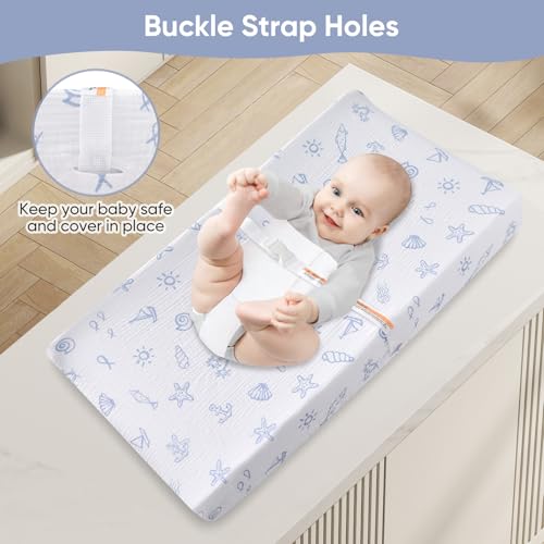 Image of TADO MUSLIN Changing Pad Cover for Baby Girls Boys - 100% Organic Cotton Muslin Changing Pad Sheets with Secure 360 Elastic Fit, Ultra-Soft for Delicate Skin, 2 Pack