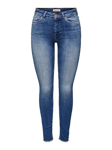 ONLY Damen Jeans ONLBLUSH MID SK ANK RW DNM REA1319 NOOS 15293282,Medium Blue Denim,M / 32L