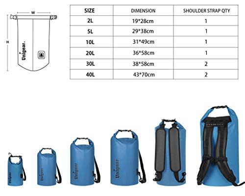 Unigear Dry Bag Waterproof, 2L/5L/10L/20L/30L/40L Floating and Lightweight Bags for Kayaking, Boating, Fishing, Swimming and Camping with Waterproof Phone Case - Image 3