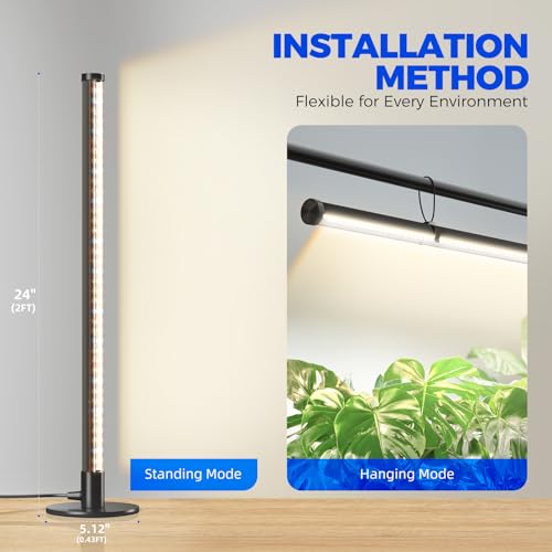 Barrina Standing Grow Light for Indoor Plants, 20W 2FT Desk LED Plant Light, Hanging and Standing, Table Top Full Spectrum Vertical Grow Lights with Stand and On/Off Switch, Ideal for Plants Growth
