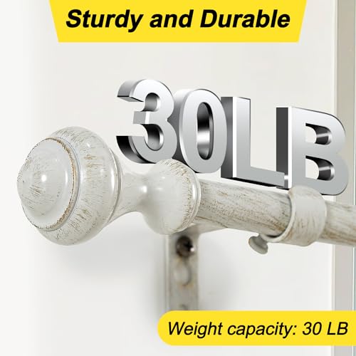 NICETOWN Adjustable Curtain Rods 2-Pack 72-144 Inch, White Rods with Decorative Finials for Windows, Heavy Duty Window Drapery Poles for Indoor Outdoor Patio Bedroom