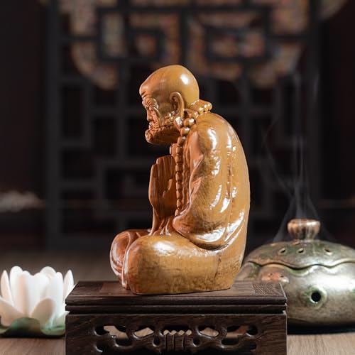 Estatua de Madera Bodhidharma en Meditación miniatura 6