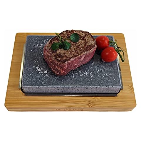 Black Rock Grill Hot Stone Cooking, Steak Stone - Lava Stone Grill, Cooking Set Cover