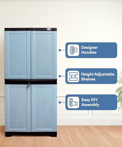 Image of Prima Viva-2 Plastic Storage Cabinet (Medium H 4 Ft x W 2 Ft x D 1.6 Ft) | 4 Compartments Multipurpose Organizer for Home & Office | Strong, Stylish & Spacious Cupboard for Clothes & Essentials