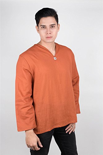 LOFBAZ Men's T-Shirt 100% Cotton Beach Hippie Shirt V-Neck Yoga Tunic Top2