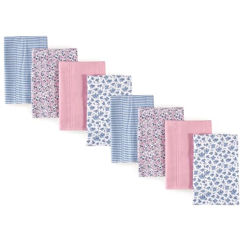 Image of Hudson Baby Cotton Poly Flannel Burp Cloths Multipack, Classic Floral 8-Pack, One Size