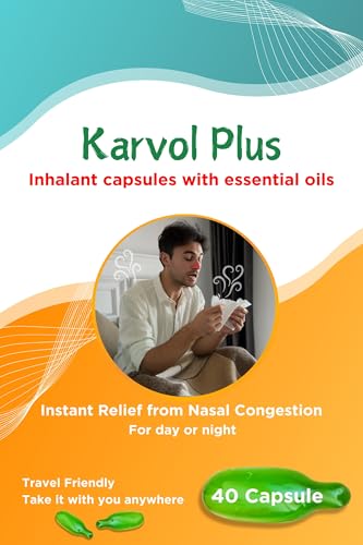 Karvol Plus - 40 Decongestant Vaporisation Capsules - Steam Inhalation for Nasal Decongestion Blocked Nose Cold Cough Natural Aromatic Oils (Reduced Packaging)