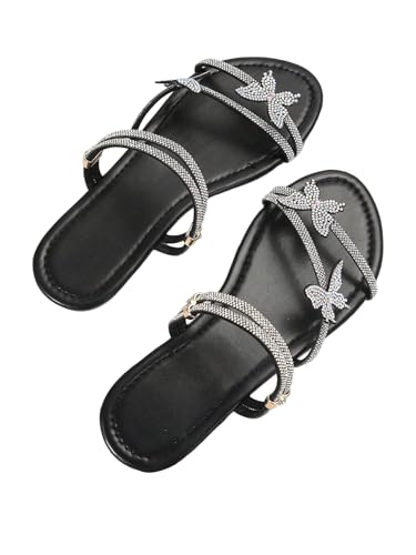 Sandales transparentes papillon Floerns finitions strass de qualité supérieure