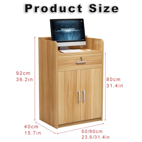 Bureau de réception verrouillable avec rangement élégant pour bureau à domicile ou salon Finition teck moderne Idéal pour les espaces professionnels et fonctionnels