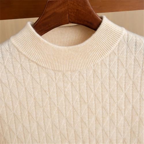 Men Business Sweater Knitted Half Height Neck Long Sleeve Diamond Pattern Style Anti Pilling Thick Pullover2