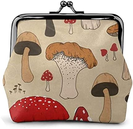 QIEARA The Various Mushroom Art Women's Wallet Buckle Coin Purses Cute Pouch Change Purse Travel Makeup