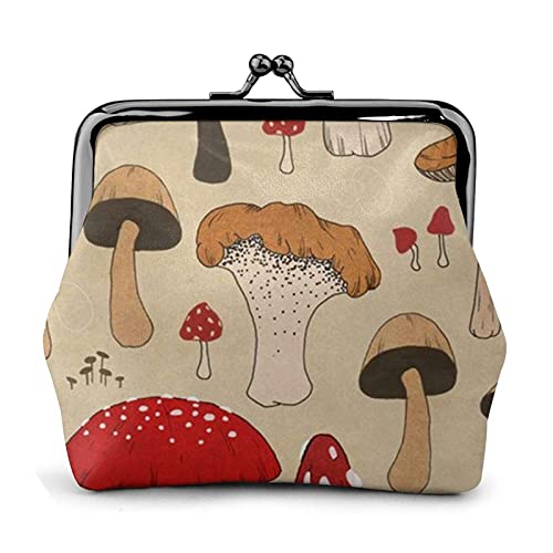 Qieara The Various Mushroom Art Women's Wallet Buckle Coin Purses Cute Pouch Change Purse Travel Makeup #TOP1