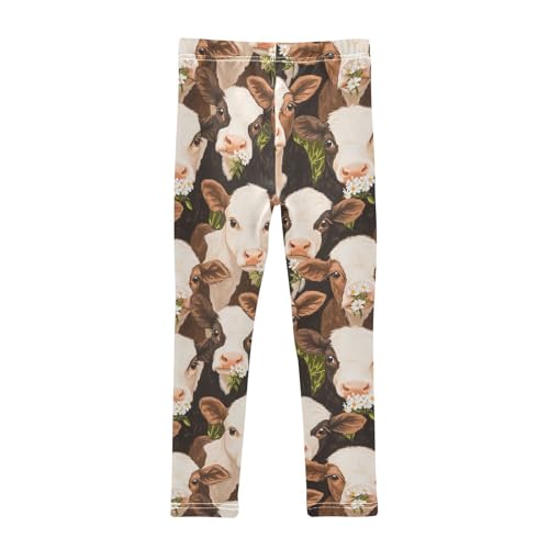 Wusikd Cute Calves Girls' Leggings Toddler Doodles Flowers Kids Yoga Pants Dance Active Tights 4T2
