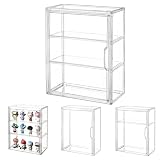Acryl Vitrine Schaukasten mit 2 Abnehmbaren Fachböden, 3 Stufen Vitrine Transparent, Staubdichte Sammlervitrine für Sammelfiguren, Modellautos & Blind Box (36x27x14cm)