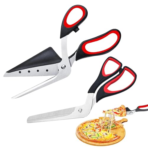 Tijeras profesionales de pizza desmontables de hoja de acero inoxidable tijeras cortador de pizza fácil de cortar pizza espátula rebanador herramientas (2 piezas)